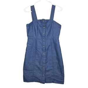 Juniors' DEREK HEART Button-Front Denim Bodycon Mini Dress SZ M 7/9 Blue 90s Y2K